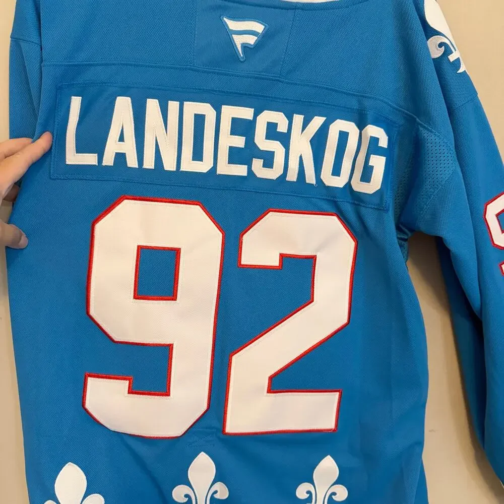 Fanatics X NHL Quebec Nordiques Jersey Mens 52 Blue Gabriel Landeskog Sports NWT
